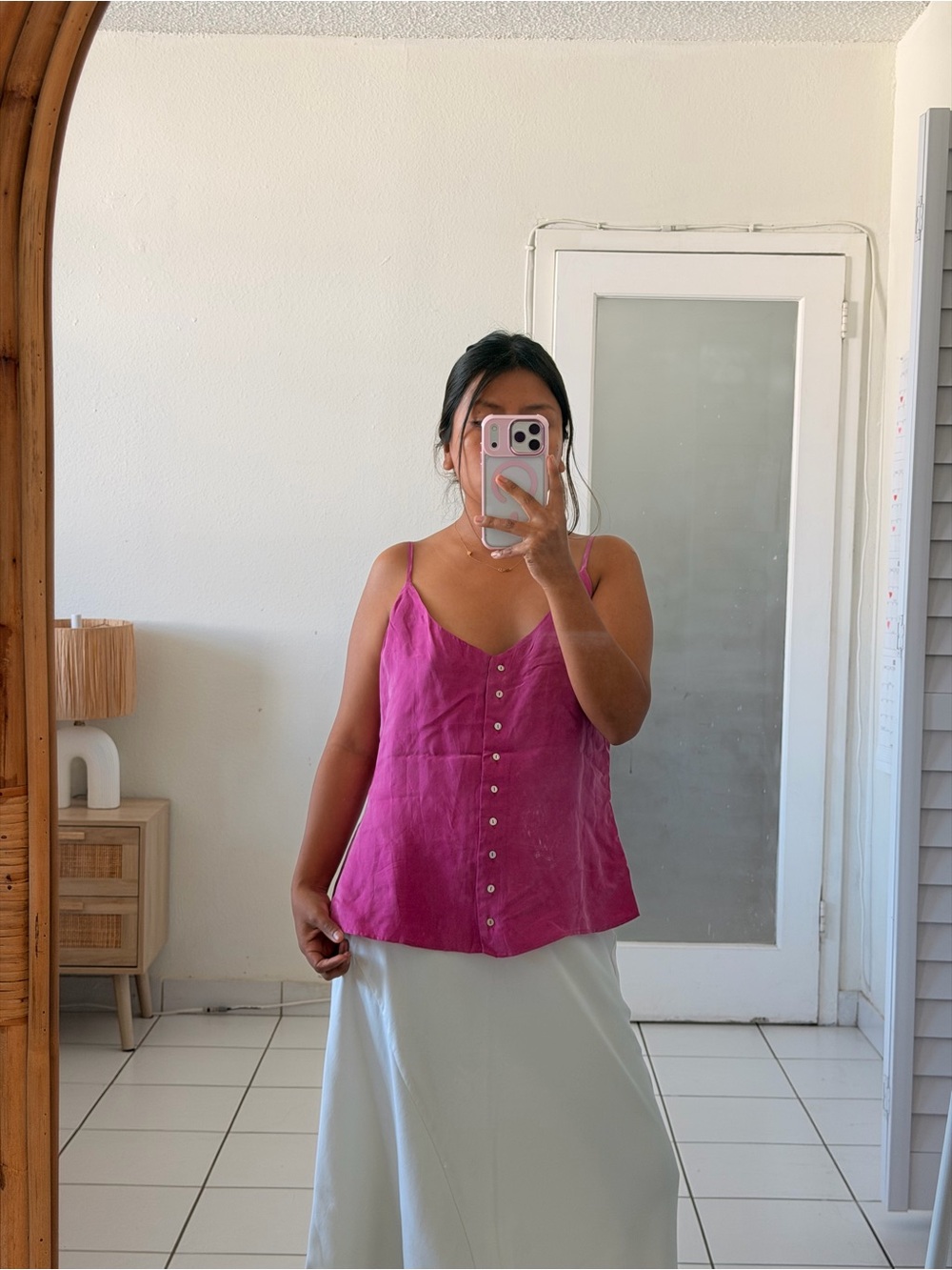 Pink summer strap top